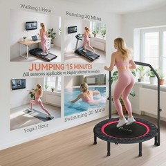 40″ Foldable Mini Trampoline, Rebounder Trampoline for Adults, Red