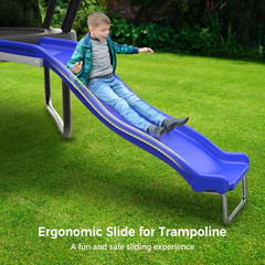 Heavy Duty Plastic Trampoline Slide with Support Frame for 8-16FT, Safer Outdoor