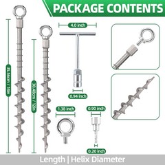 Heavy Duty Tent Stakes Screw In 12 Inch 14 Inch Rustproof Aluminum Ground Anchor