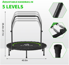 Trampolín mini para adultos y niños, ejercicio cardio, altura ajustable 500 lbs