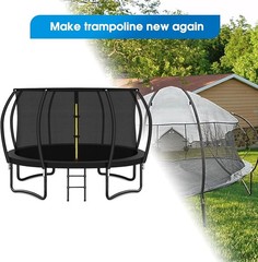 10Ft 8 Pcs Trampoline Curved Poles Replacement with Enclosure Net, Trampoline Cu