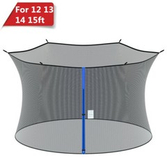14ft Trampoline Safety Net Round Replacement Fit 4 Poles Enclosure Net Outdoor