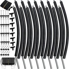 10Ft 8 Pcs Trampoline Curved Poles Replacement with Enclosure Net, Trampoline Cu