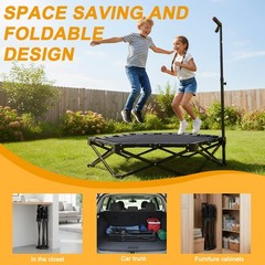 42 inch Foldable Mini Trampoline for Kids and Adults 450Lbs Adjustable Handrail
