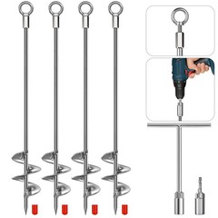 4 Pack 30″ Ground Anchors Screw in, Trampoline Anchors High Wind Heavy Duty, …