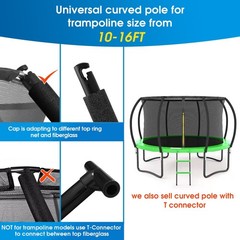 MSSVIGING Universal Trampoline Replacement Curved Net Pole, Black and Silver