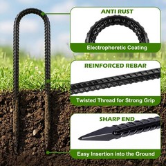 12 Inch Heavy Duty Trampoline Stakes Galvanized Steel 8 Pack Ground Anchors