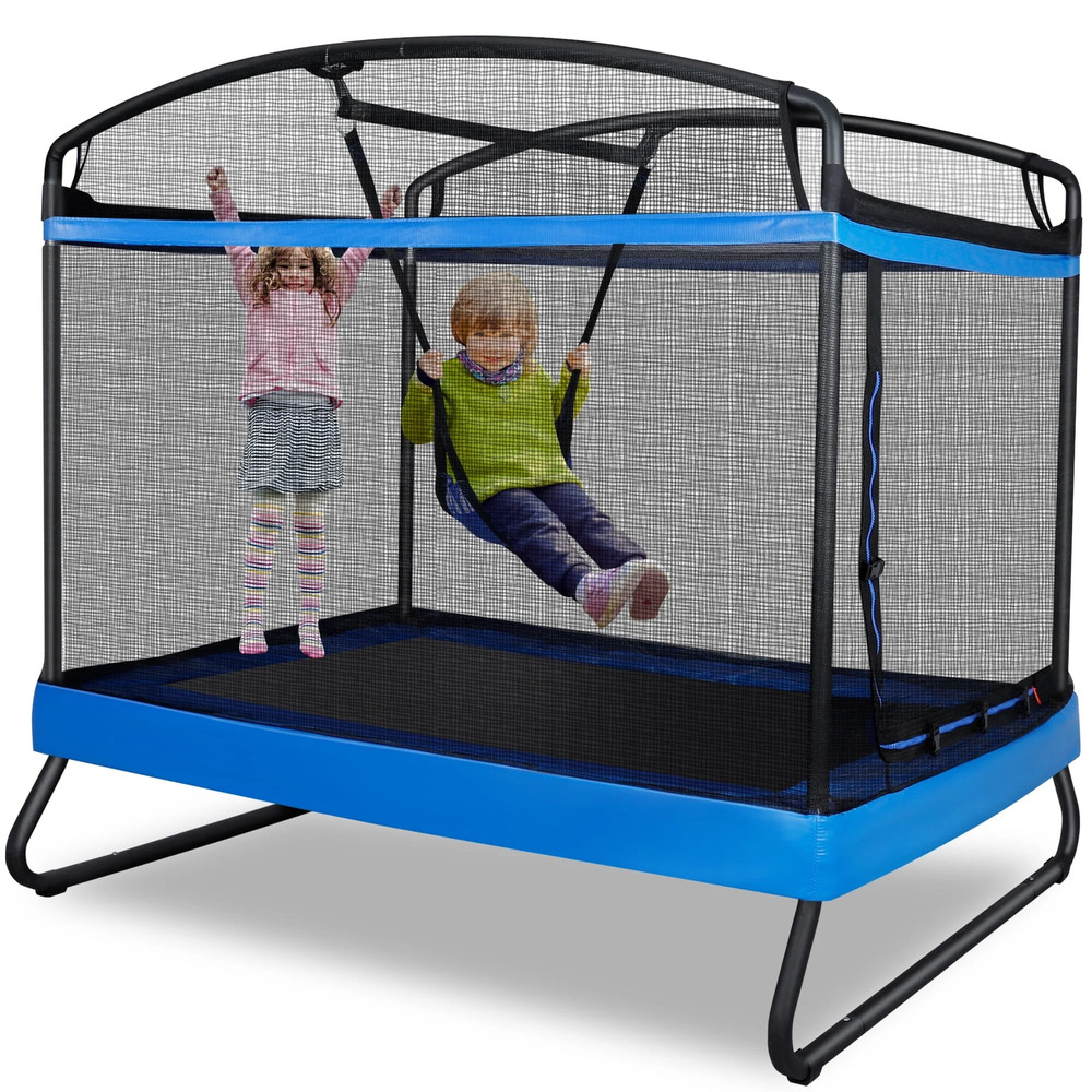 6FT 3-in-1 Kids Trampoline with Swing & Safety Enclosure for Indoor/Outdoor Use