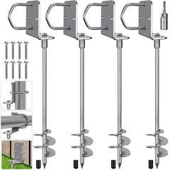 Multi-Purpose Ground Anchors Screw in, 3” Wider Spiral Trampoline Anchors, F…