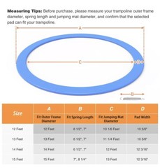 12′ FT Round Trampoline Safety Pad Replacement EPE Foam Blue Spring Frame Cover
