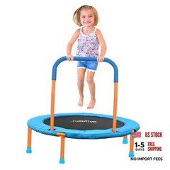 36-Inch Toddler Trampoline with Foam Handle, Foldable Indoor Orange and Blue