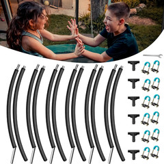 6PCS Trampoline Replacement Curved Poles for 8-16FT Enclosure Frame, Galvanized