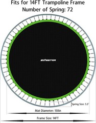 Zoomster 14ft Trampoline Replacement Mat with 72 V-Hooks, Using 5.5″ Springs
