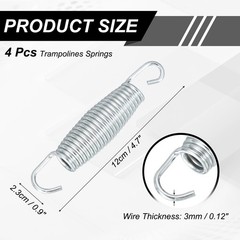 Trampolines Springs, 4Pcs & Carbon Steel & 4.7 Inch Rebounder Extension Spring