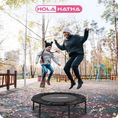 HolaHatha 36 Inch Foldable Mini Trampoline Fitness Rebounder w/Adjustable Handle