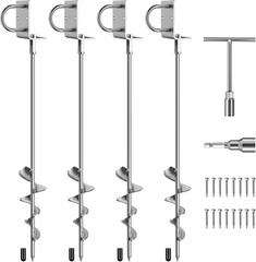 28″ Heavy-Duty Ground Anchors Kit for Trampolines and Sheds, 4-Pack