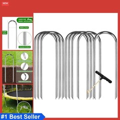 Heavy Duty Trampoline Stakes 10 Inch Galvanized Steel Wind Anchors 8 Pack for