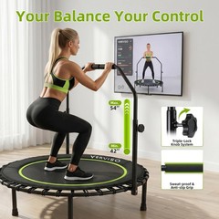 40″ Bungee Rebounder Trampoline Adults 460LBS Low Impact Quiet Foldable Workout