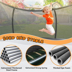 12FT 14FT Trampoline for Adults/Kids – Outdoor Trampoline with Basketball Hoop,