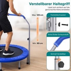 Compact 40″ Fitness Trampoline with Adjustable Handle for All Ages – Safe Design