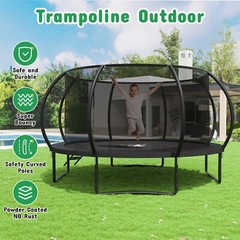 10 FT/12 FT/14FT/16 FT Outdoor Trampoline with Safety Enclosure Net and Ladder