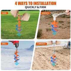 Ground Anchor Screw In 4 Pack Spiral Trampoline Anchors Heavy Duty Tent Stake