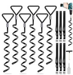 Ground Anchor Trampoline 6 Pack | Heavy Duty Screw In Ground Anchor for Trampo…