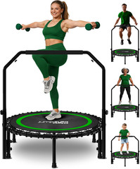 JUMPZYLLA Mini Rebounder Trampoline for Adults, Fitness Trampoline with Bar | 45