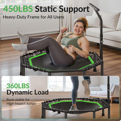 BCAN 51″ Octagonal Mini Trampoline, Max Load 450 LBS Fitness Trampoline with T-A