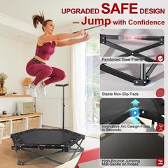 Foldable Mini Trampoline — One-Step Fold & Open, 42″ Rebounder Trampoline for Ad