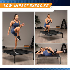 40-Inch Square Cardio Rebounder Trampoline (TPL-41SQ) – Stable Steel Frame for H