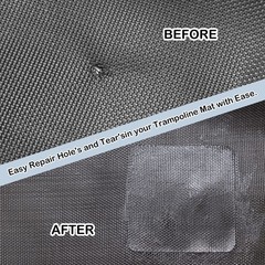 Trampoline Repair Kit – 4″x4″ Square Patches for Mat Tears & Holes, Easy Fix