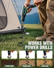 4 Pack Heavy Duty Trampoline Stakes Screw in Kit with Nut Driver, Tent Stakes…