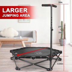 Foldable Mini Trampoline — One-Step Fold & Open, 42″ Rebounder Trampoline for Ad