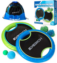 Trampoline Paddle Ball Set with 2 Bouncy Paddles & 4 Balls – Soft Foam Design fo