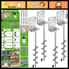 18″ 24″ Ground Screw Anchors – 2/4/6 Pack for Trampolines, Sheds, Tents & More