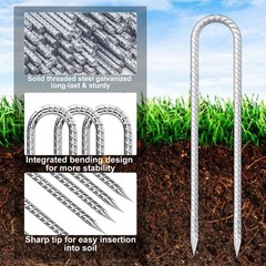 HeavyDuty UShaped Ground Anchor Stakes 12 Inch for Trampolines, Tents, Yard