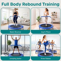 40″ Foldable Mini Trampoline for Adults – Compact Fitness Rebounder Adjustable