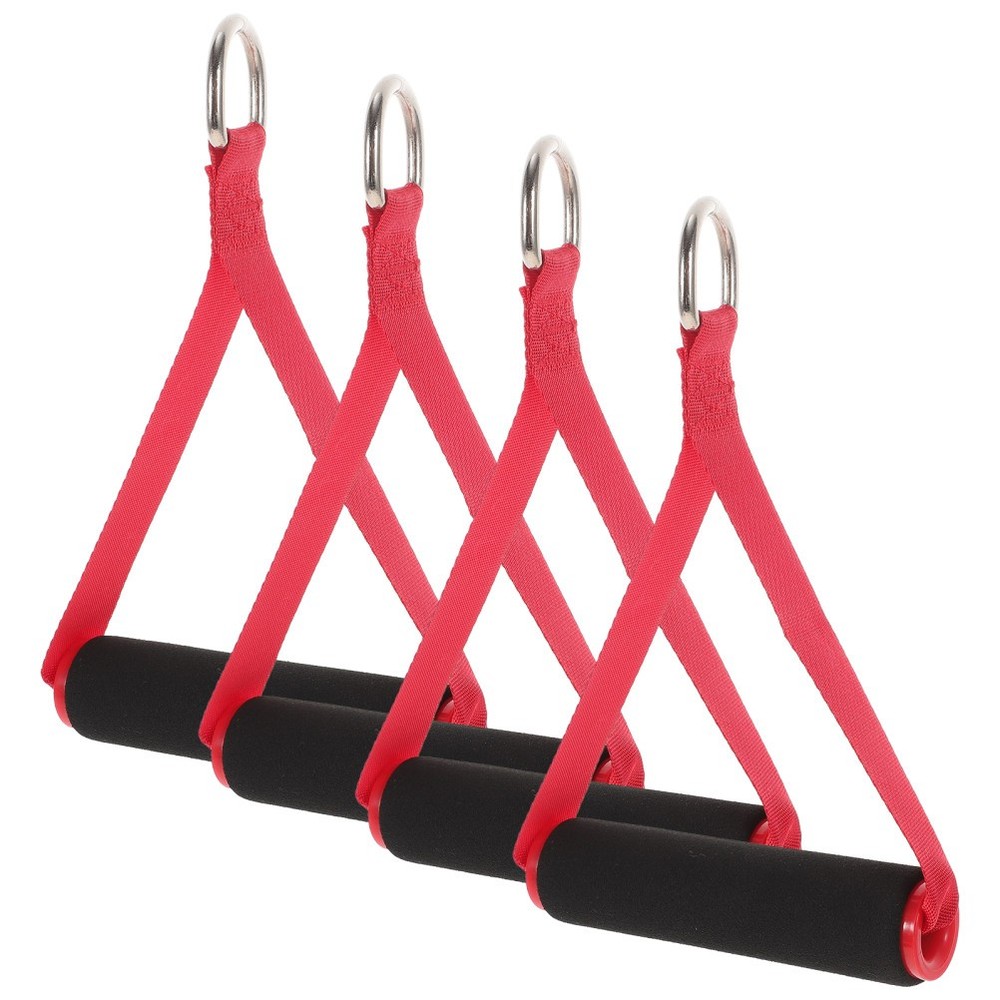 4Pcs Resistance Band Handles with Ergonomic Red Plastic Grip for Fitness Use