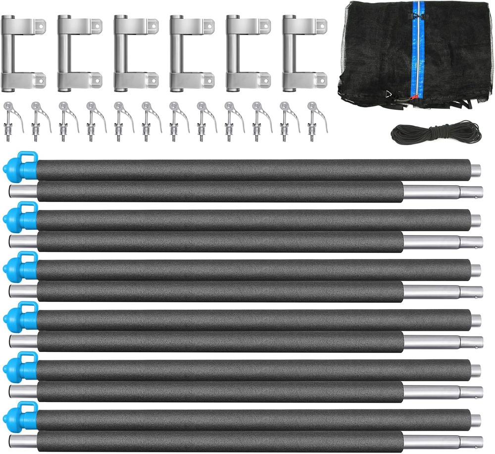 Trampoline Replacement Enclosure Poles with Clamp and Hardware Fits 6 Straight P