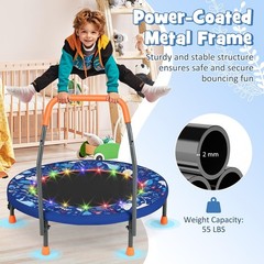 36” Toddler Trampoline W/ Lights Folding Springless Small Kids Rebounder