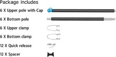 Universal Trampoline Replacement Enclosure Poles with Clamp and Hardware