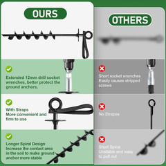 Ground Anchors Screw In Heavy Duty Stakes Kit for Trampolines Swing Sets Shed