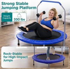 40″ Foldable Mini Trampoline for Adults – Compact Fitness Rebounder Adjustable