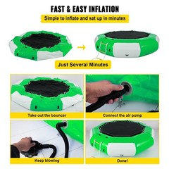 10ft Outdoor Water Trampoline 880lb Bounce Capacity with Ladder Green White