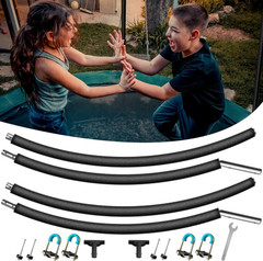 Trampoline Replacement Poles Curved Steel 8-16FT with Foam Sleeves and Hardware