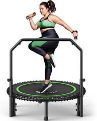 450 LBS Mini Rebounder Trampoline Adults W/ Bar Fitness Trampoline 40IN Indoor