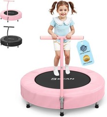FED FITNESS 36” Kids Mini Trampoline With Handle & Safe Thickened Cover