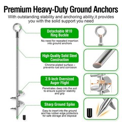 Ground Anchors Heavy Duty, 6 Pack Fully Welded Solid Steel Ground Anchors Scr…