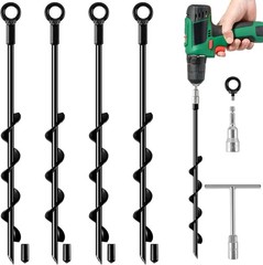 Ground Anchors Screw in, 18 Inch 4 Pack Spiral Swing Set Trampoline Earth Anc…